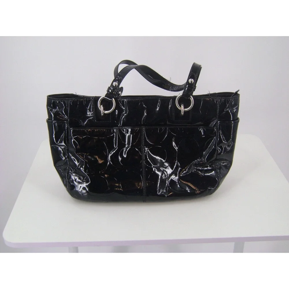 Coach Chelsea Heritage Black Embossed Patent Leather Tote Bag‎ F17728